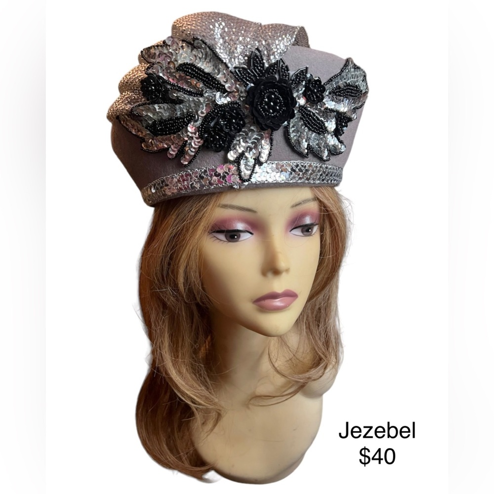 Silver sequin vintage hat
